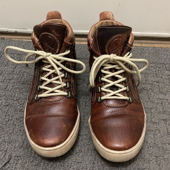 Inkkas Size 8 Brown Leather Farm Pattern Hi-Top Sneakers - Picture 2 of 12